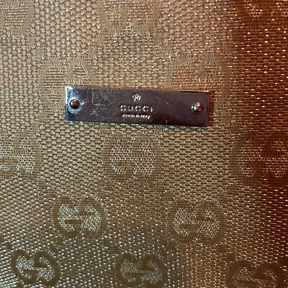 Gucci GG Guccissima Gold Metallic Leather & Canvas Vintage Shoulder Bag Purse - Picture 7 of 17